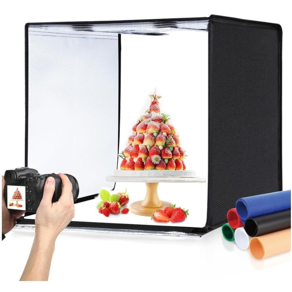24” LED Photo Studio Light Box Dimmable 120 LED 6 Backdrops Kit